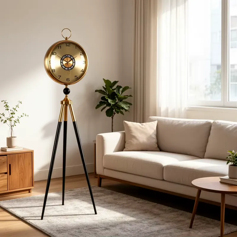 Black Gold Tripod Floor Clock  - огляд і ціна Art Craft Room