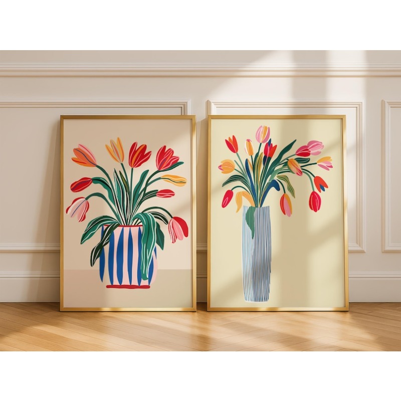 2pcs Tulip Flowers Canvas Wall - огляд і ціна Art Craft Vase