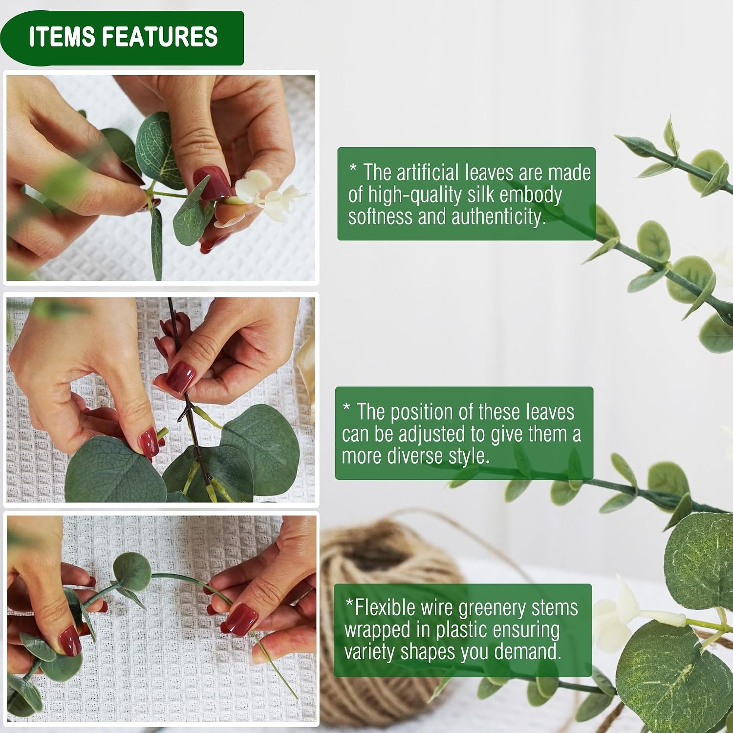 5/10/20Pcs Eucalyptus Leaves B - огляд і ціна Art Craft Vase